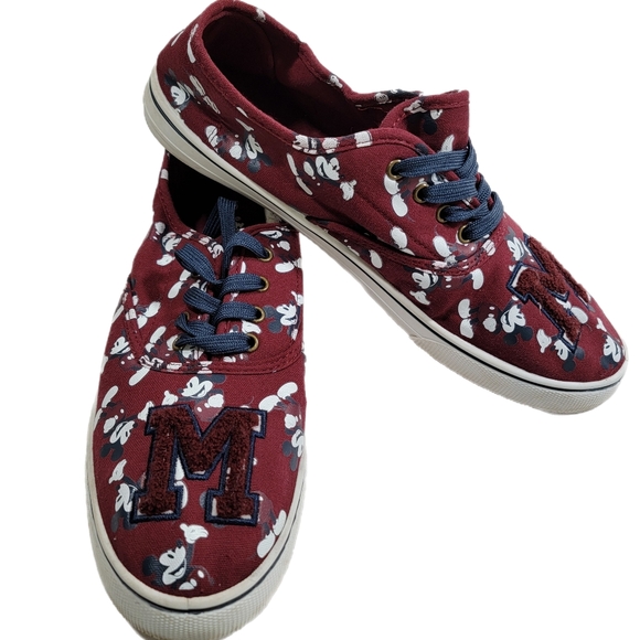 Disney Shoes - Disney Mickey Mouse M Women’s Sneakers Canvas Tennis Shoes WOMENS SZ 11 Burgundy